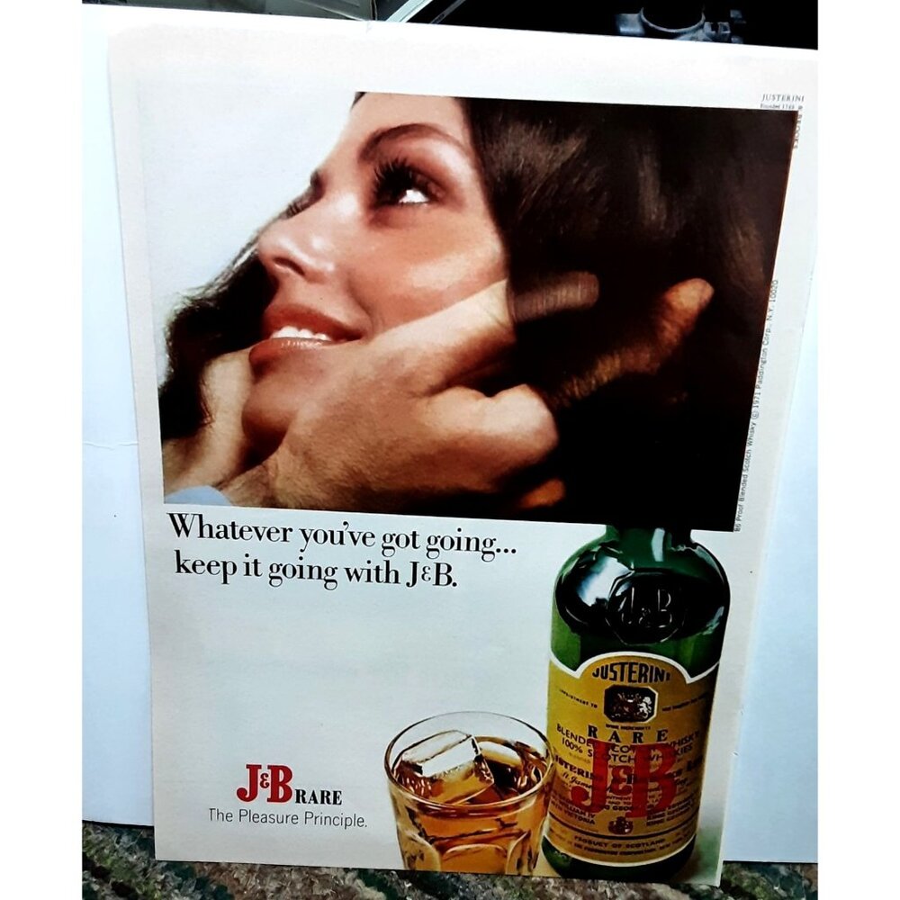 1971 J&B Rare Scotch Pleasure Principle Like Original Print Ad vintage